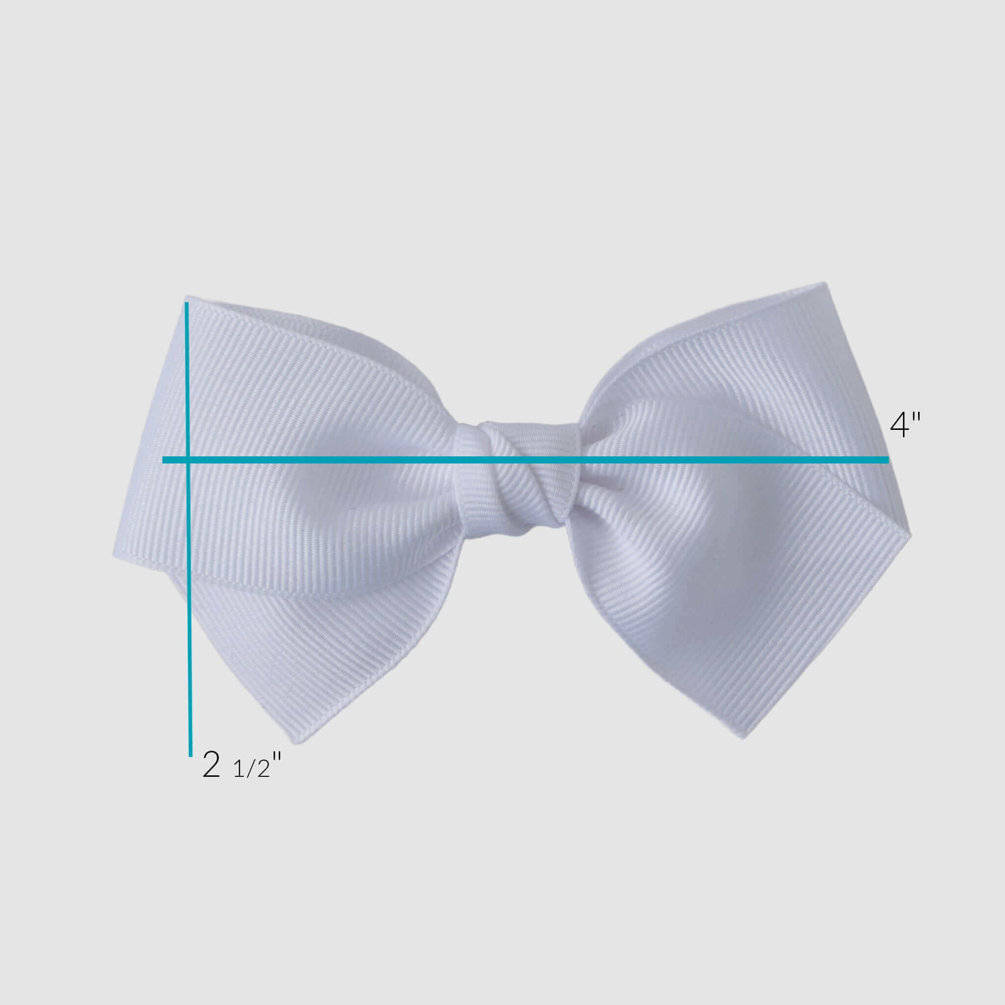 Kayla Grosgrain Bow in white, measuring 4 inches by 2.5 inches, perfect for girls' and toddlers' outfits.