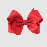 Sustainable recycled polyester 4 inch matte satin hair bow for toddlers to girls in red
