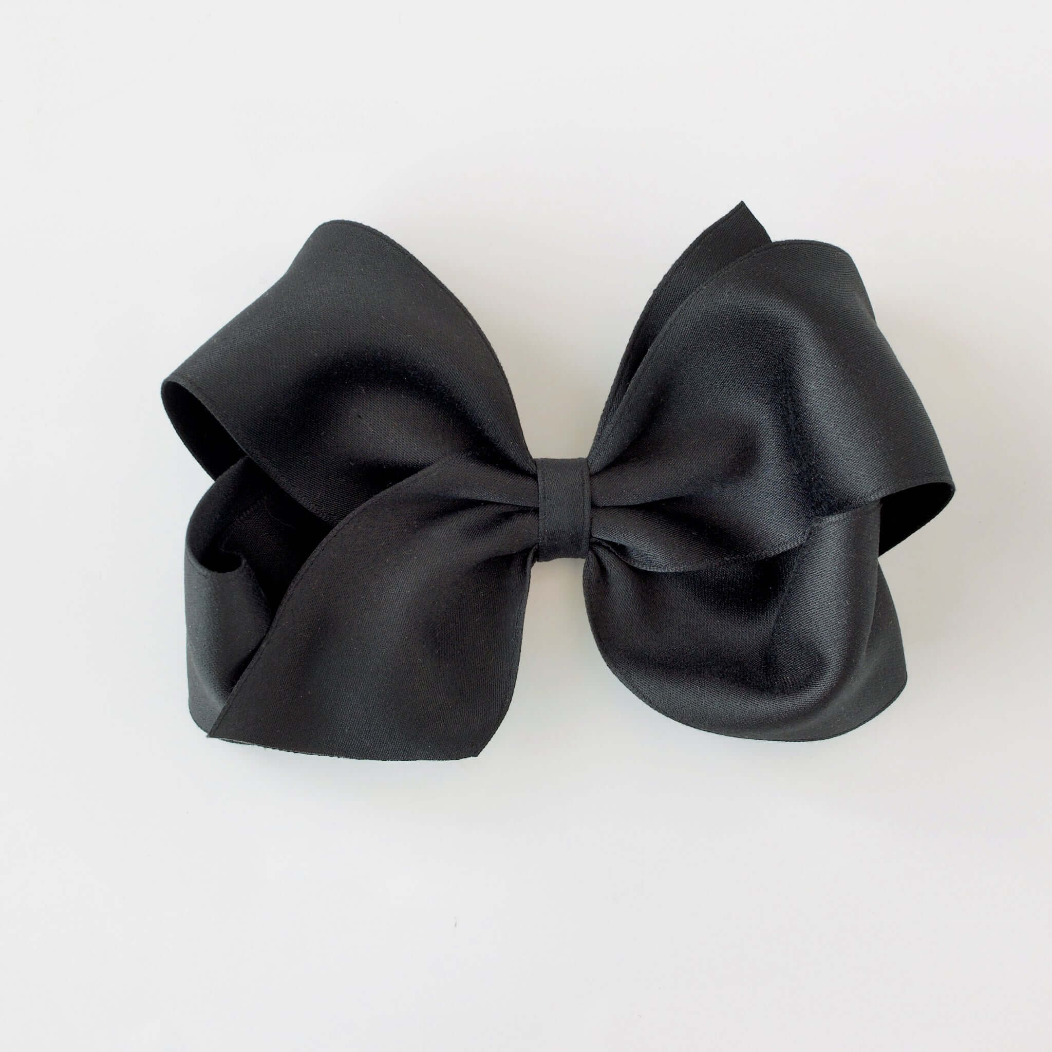Sustainable recycled polyester 5 inch matte satin hair bow for toddlers to girls in black