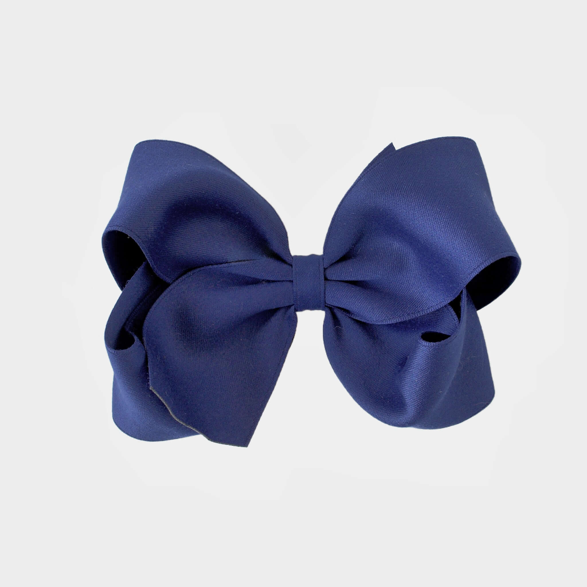 Sustainable recycled polyester 5 inch matte satin hair bow for toddlers to girls in navy