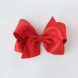 Sustainable recycled polyester 5 inch matte satin hair bow for toddlers to girls in red