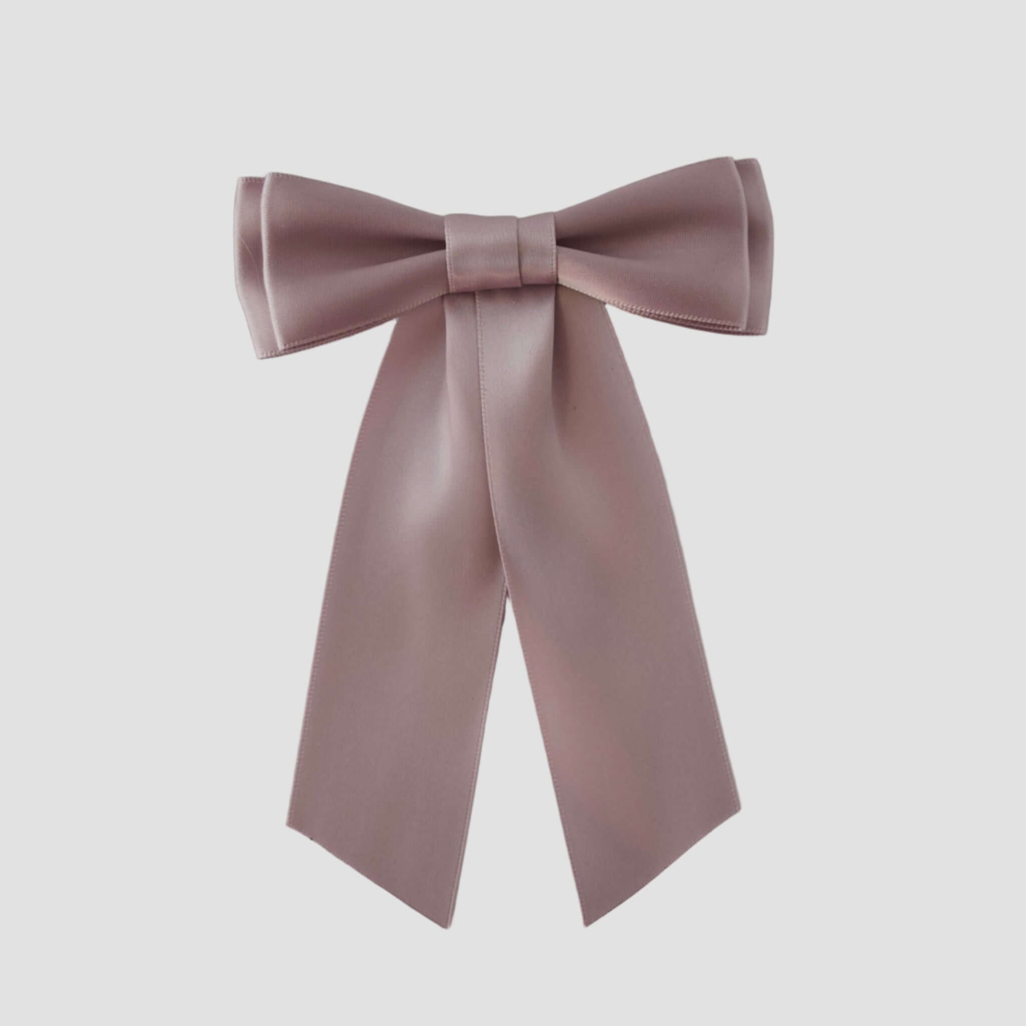 Mia Satin Hair Bow in Antique Mauve on a white background