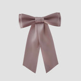 Mia Satin Hair Bow in Antique Mauve on a white background