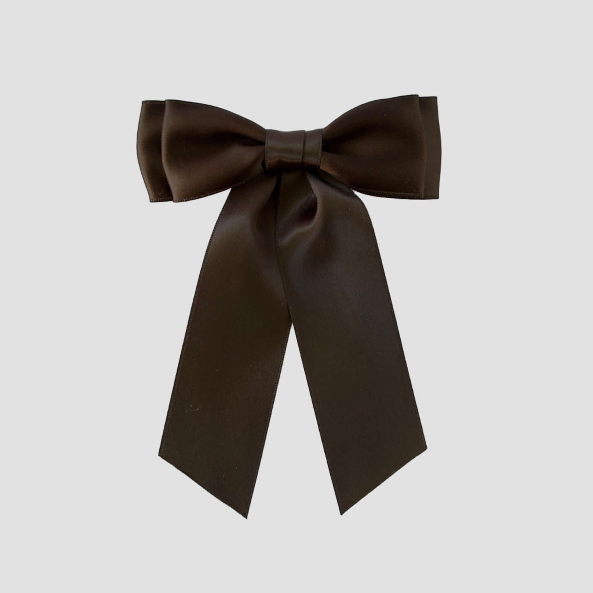 Mia Satin Hair Bow in Brown on a white background