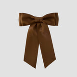 Coffee brown Mia Satin Hair Bow on a white background