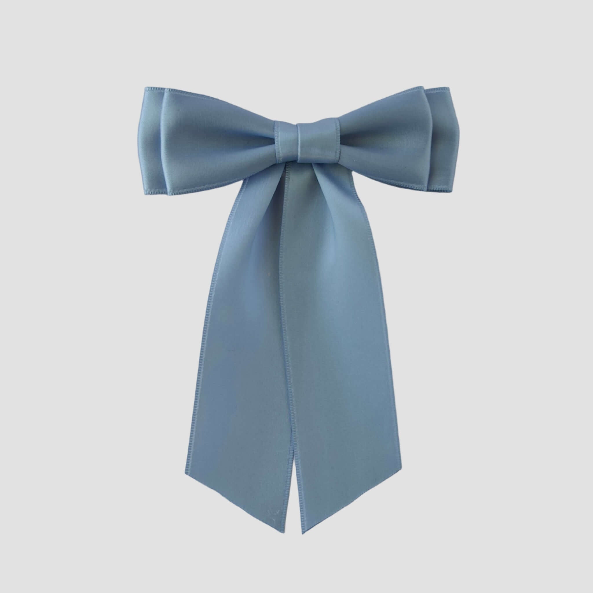 Mia Satin Hair Bow in French Blue on a white background
