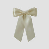 Ivory Mia Satin Hair Bow on a white background
