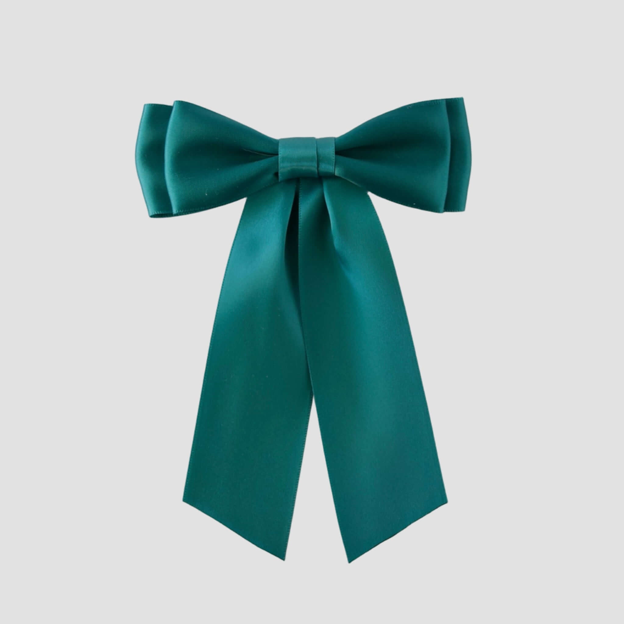 Jade green Mia Satin Hair Bow on a white background