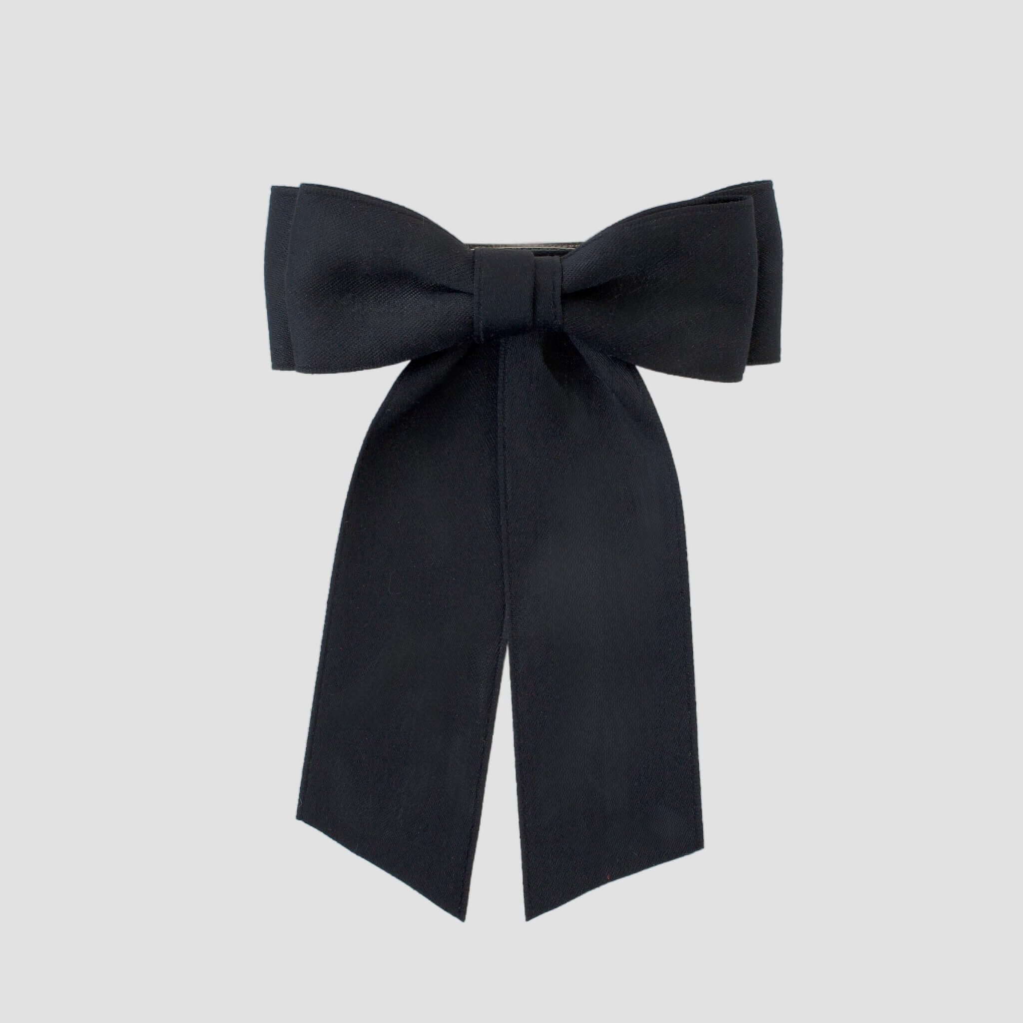 Mia Matte Satin Bow in black, handmade from eco-friendly recycled satin, perfect for young girls, toddlers, and women.
