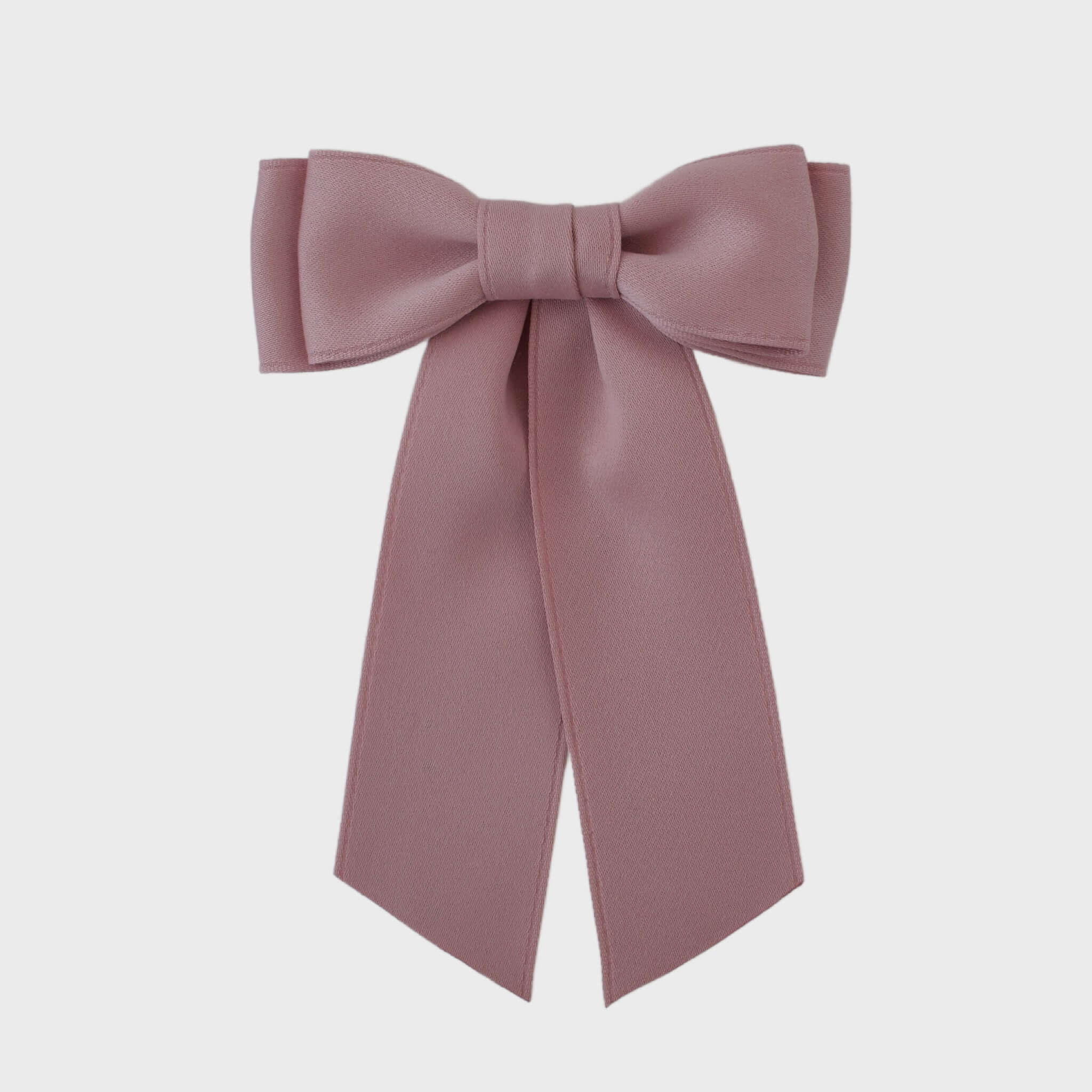 Mia Matte Satin Bow in mauve, handmade from eco-friendly recycled ribbon, ideal for girls and women with short hair.