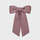 Mia Matte Satin Bow in mauve, handmade from eco-friendly recycled ribbon, ideal for girls and women with short hair.