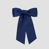 Mia Matte Satin Bow in navy, eco-friendly recycled satin, perfect for young girls and women with short hair.