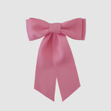 Mia Matte Satin Bow in soft pink, eco-friendly satin, perfect for young girls, toddlers, and women with short hair.