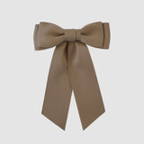 Mia Matte Satin Bow in neutral color, handmade with eco-friendly recycled satin ribbon, ideal for girls and women.