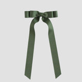 Moss green Bailee ribbon bow on a white background