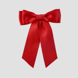 Mia Satin Hair Bow in red on a white background
