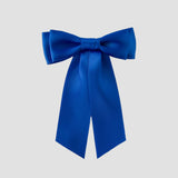 Mia Satin Hair Bow in Royal Blue on a white background