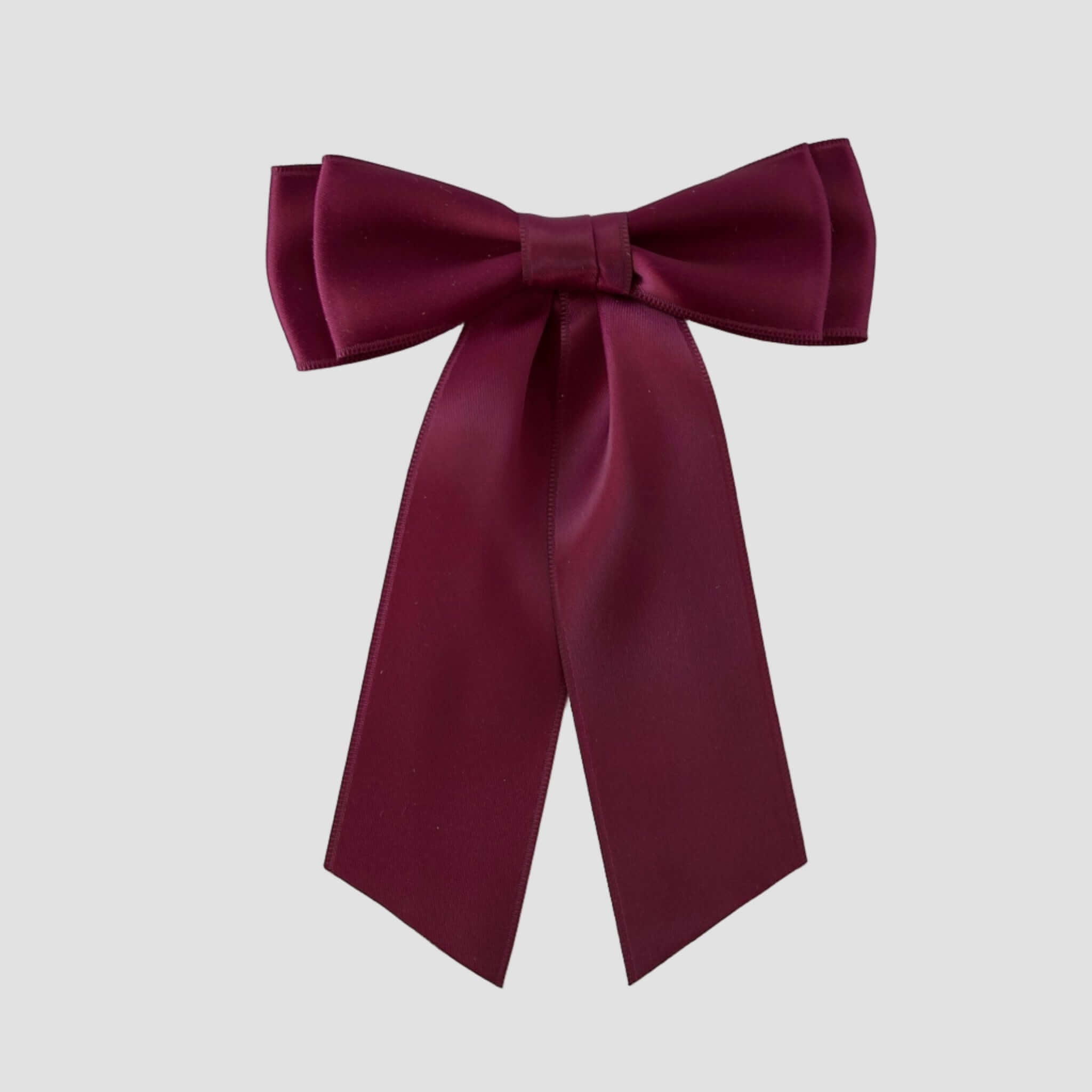 Mia Satin Hair Bow in Wine on a white background