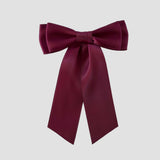 Mia Satin Hair Bow in Wine on a white background