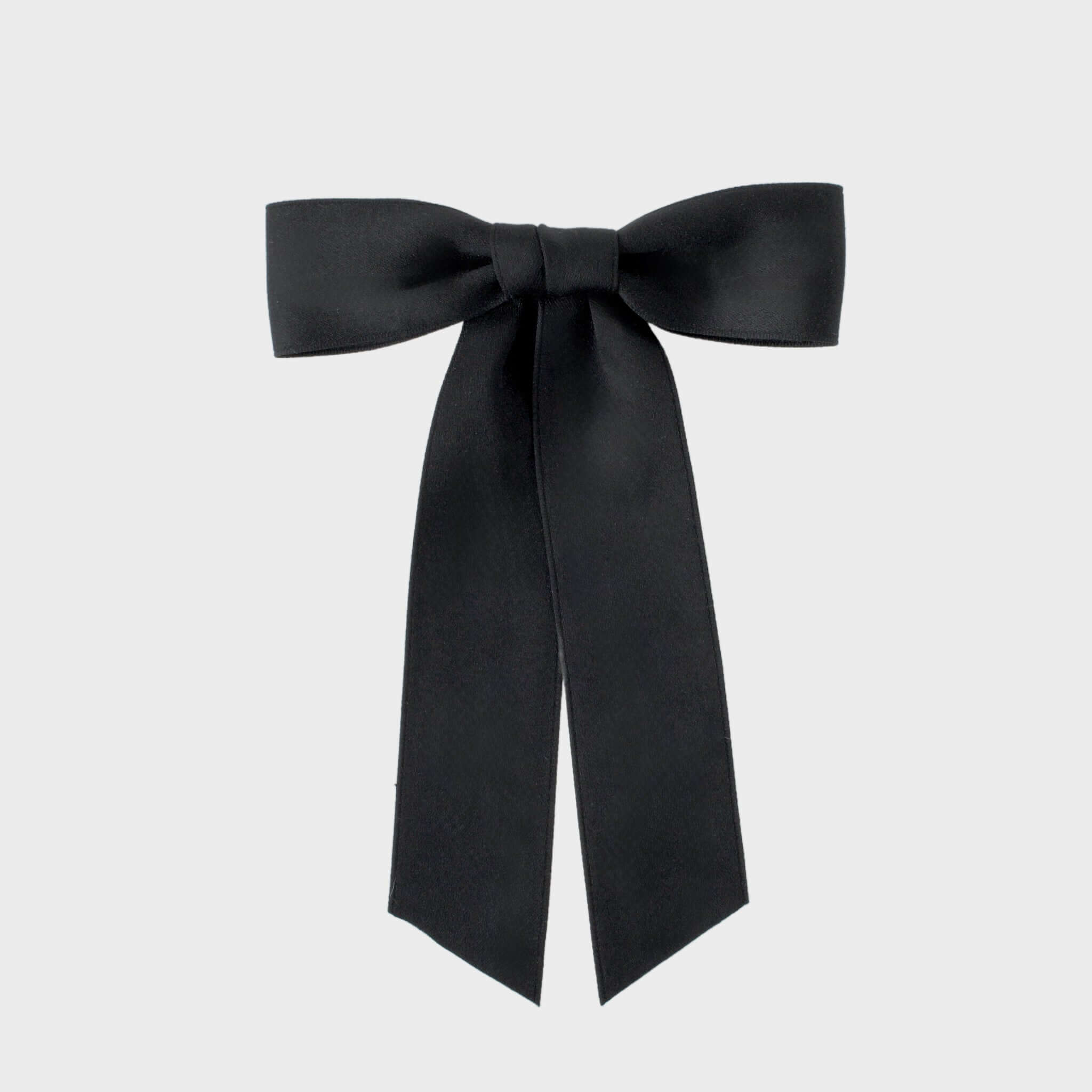 Sustainable recycled matte satin ribbon hair bow for women and girls in black, perfect for versatile styling.
