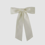 Sustainable recycled matte satin ribbon hair bow for women and girls, elegant and versatile accessory.