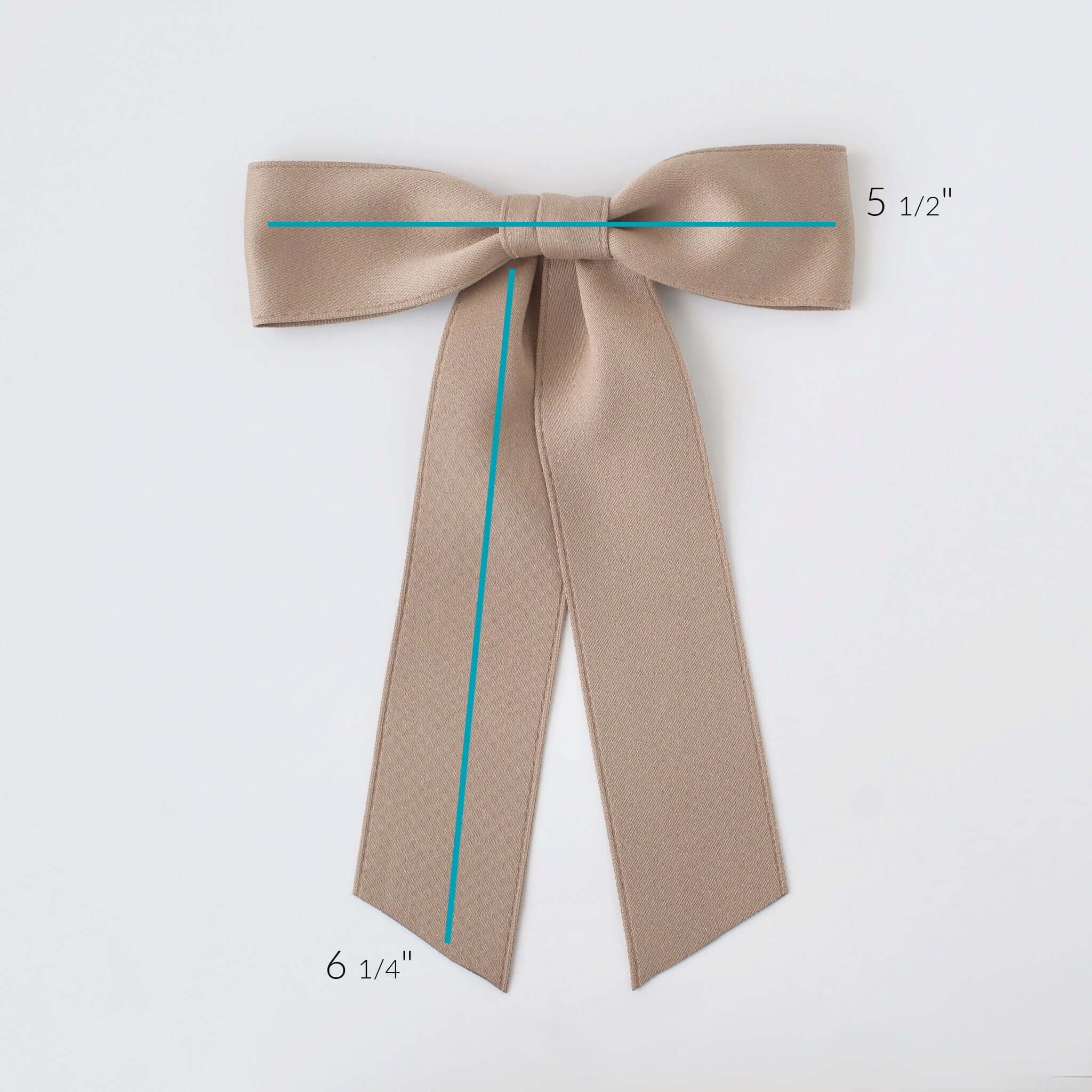 Zoe Petite Matte Satin Bow, eco-friendly hair accessory made of sustainable recycled ribbon, dimensions included.