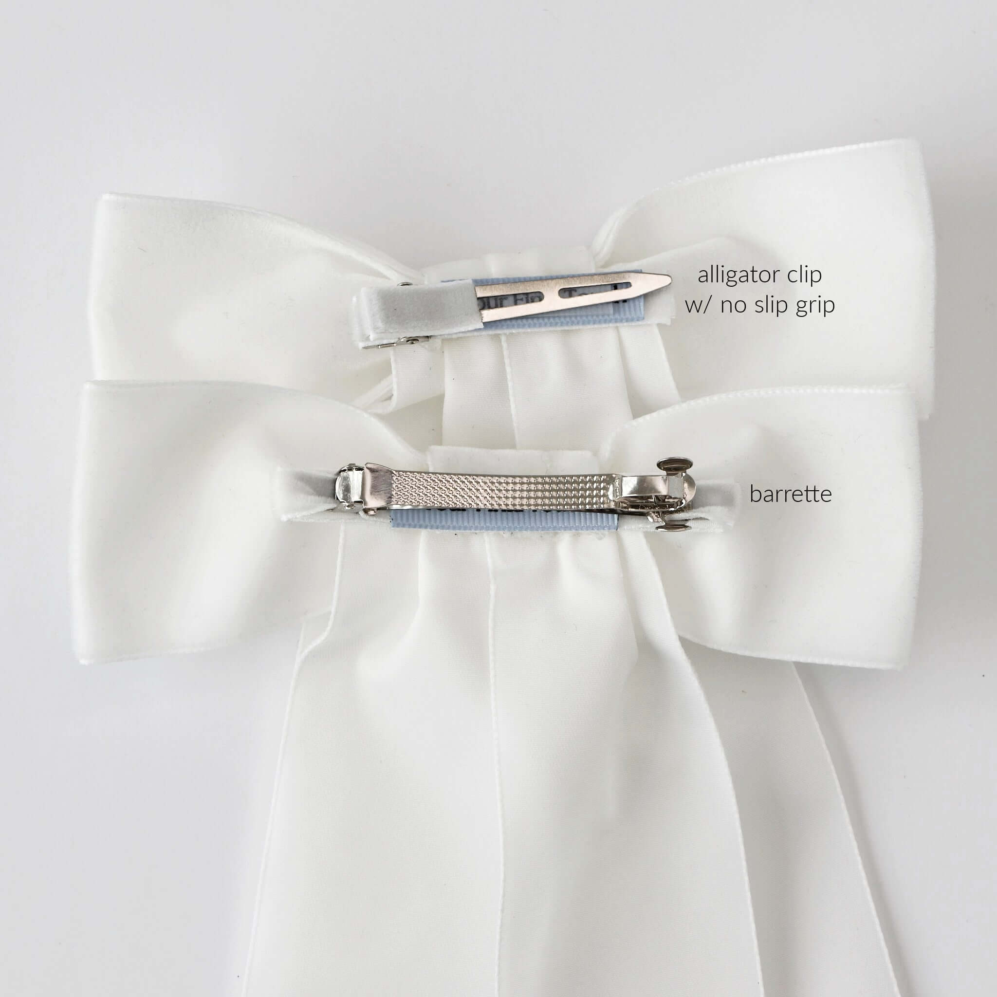 Alligator clip with no slip grip and french barrette choices