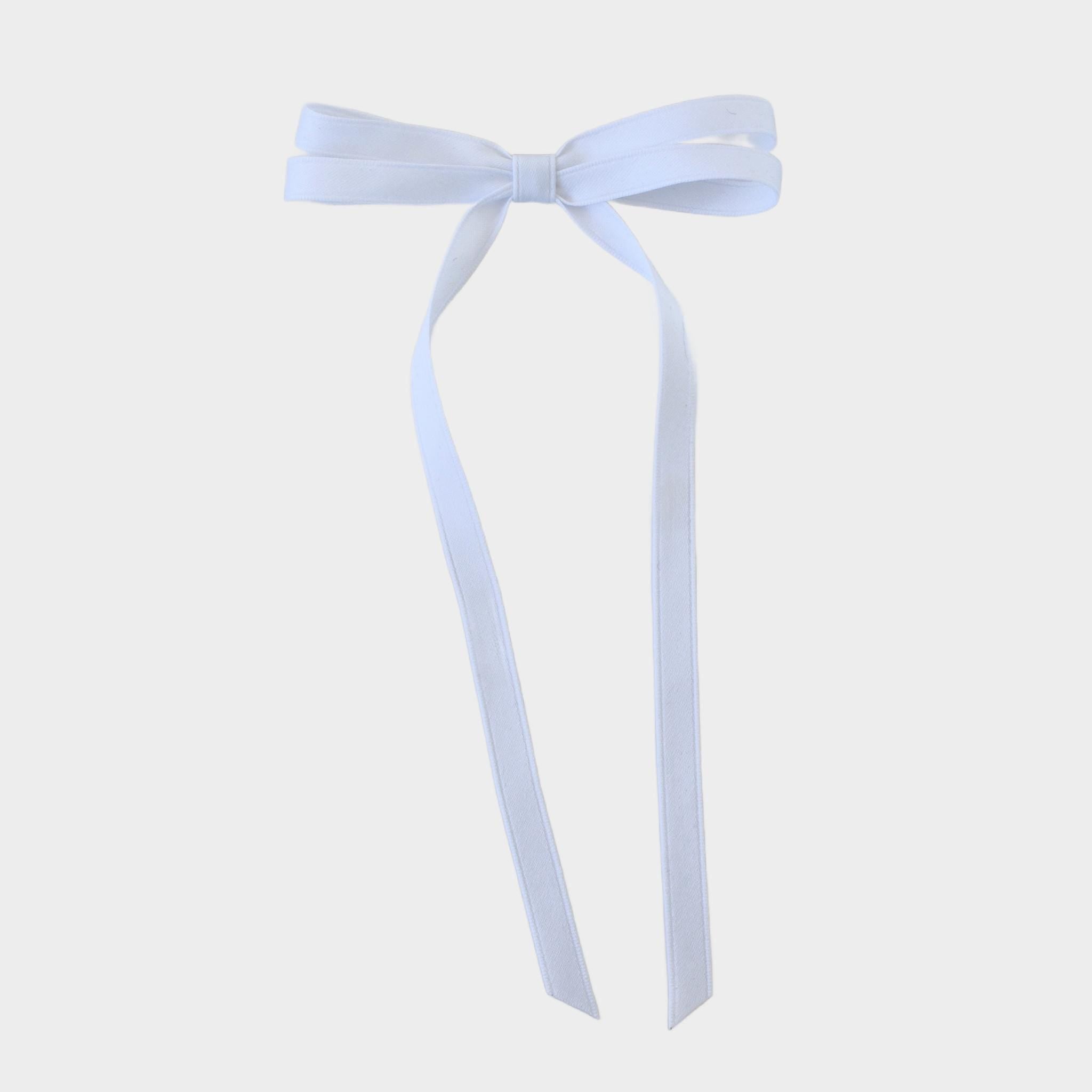 Handcrafted White Olivia Matte Satin Bow, eco-friendly, made from sustainable recycled matte satin ribbon, perfect for all occasions.