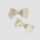 Kayla 3 inch pigtail set in ivory grosgrain ribbon