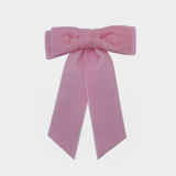 Light pink velvet hair bow for girls.