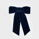 Handmade in the USA hair accessories. Navy velvet bow
