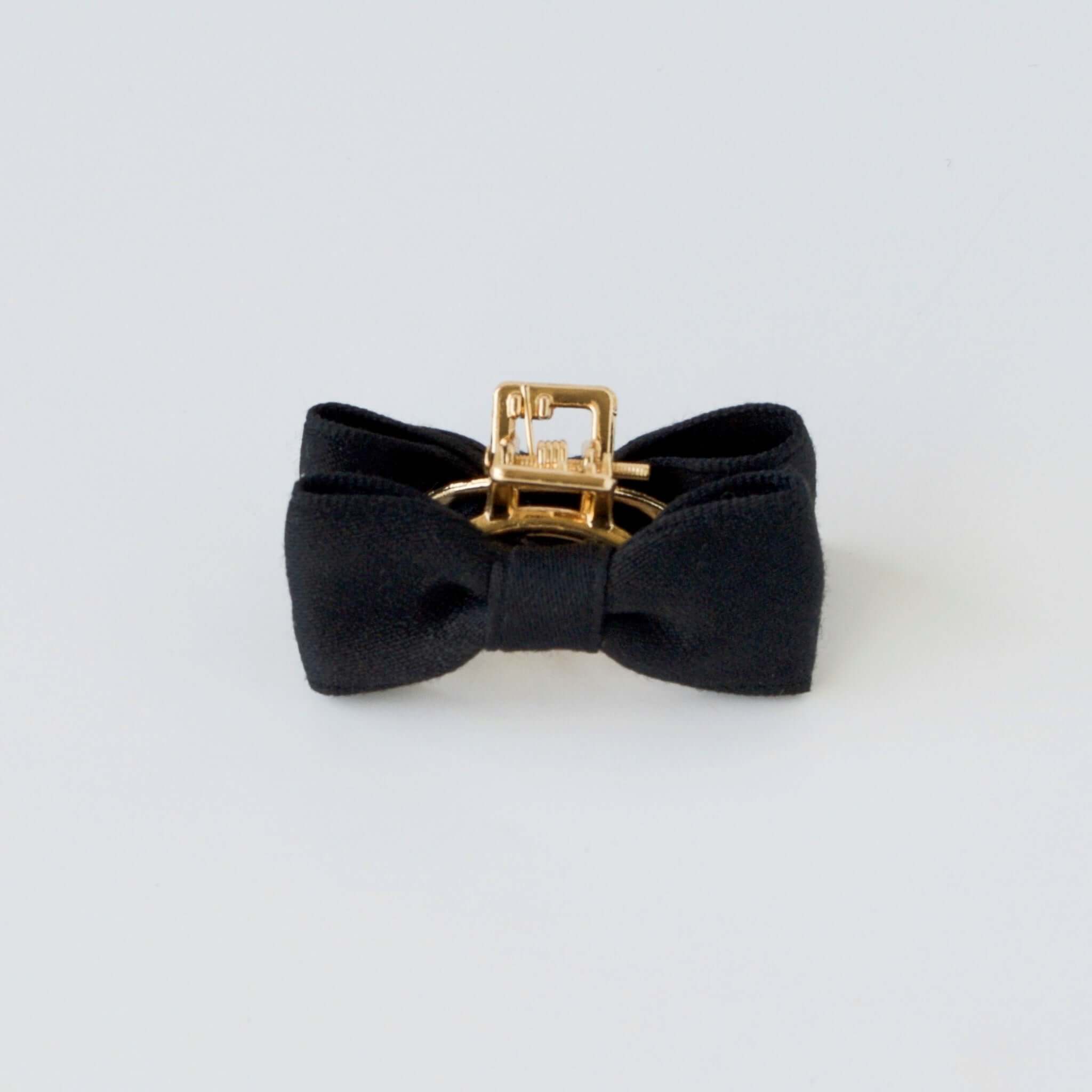 Black satin bow hair clip. Hair bow for adults.