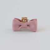 Dusty rose pink satin hair bow clip, bridesmaid hair accessory.