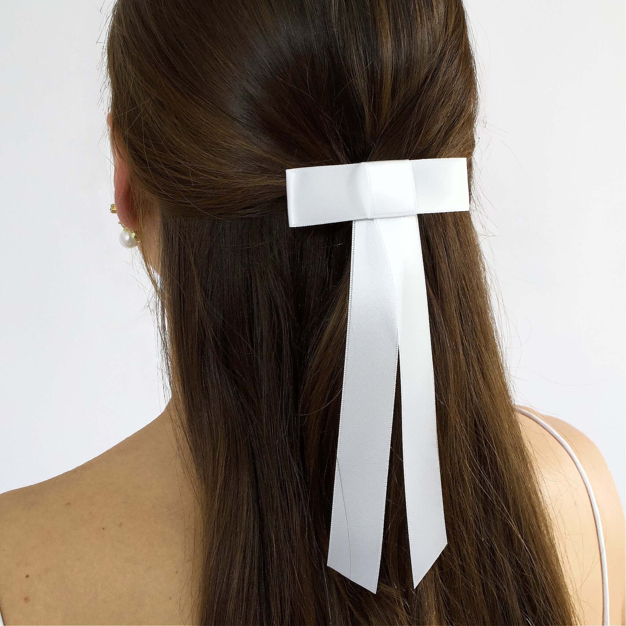 White Zoe Mini Satin Bow