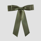 Grace satin bow in olive green