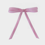 Light pink velvet skinny hair clip bow. Your Final Touch handmade accessories.