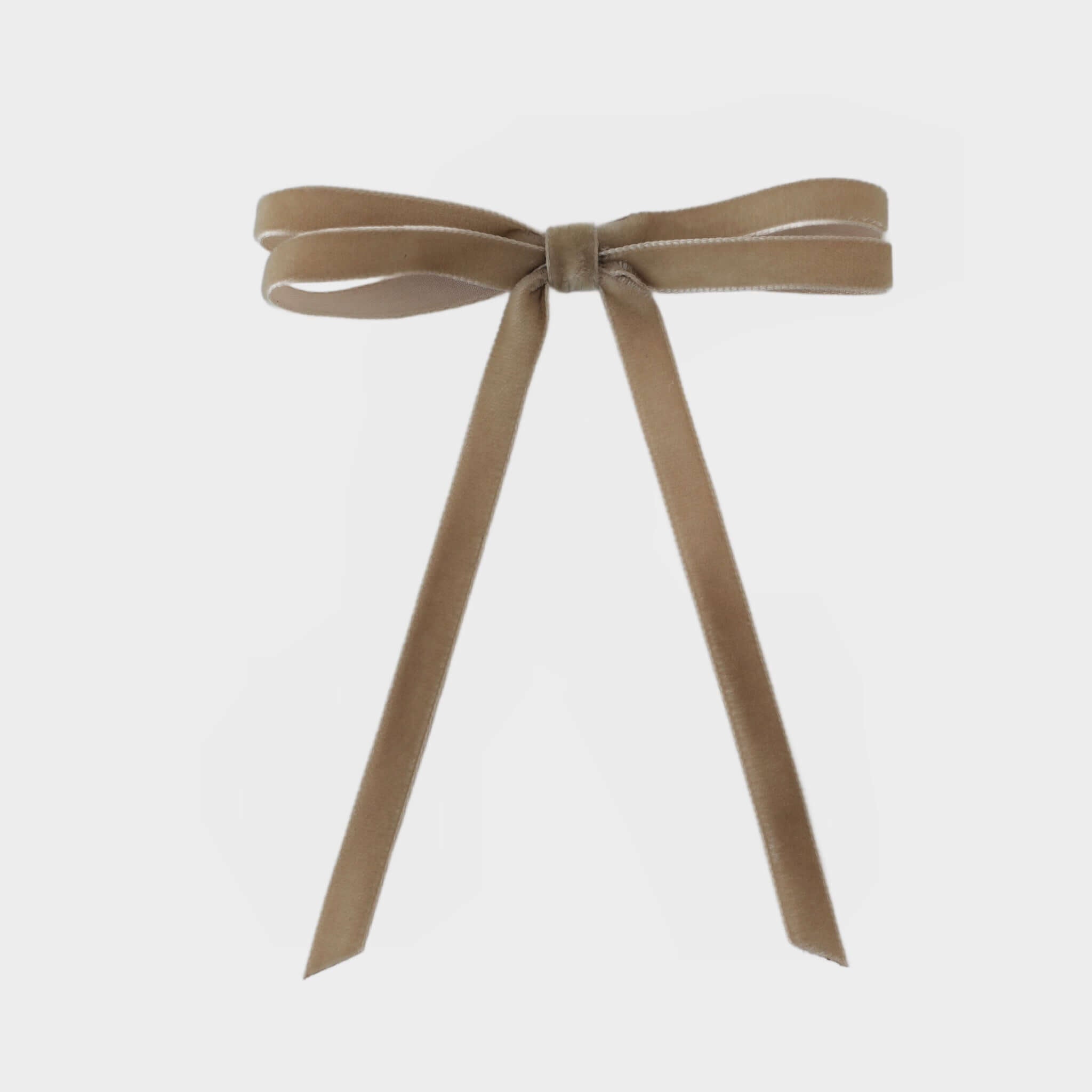 Taupe velvet hair clip bow. Elegant bows for business women.