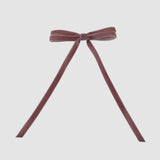 Dusty rose velvet skinny long tail bow. Elegant bows for women.
