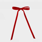 Red long tail velvet bow. USA Handmade hair accessories.