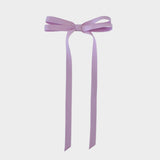 Olivia Matte Satin Bow in lavender, hand crafted with sustainable recycled matte satin ribbon for stylish elegance.