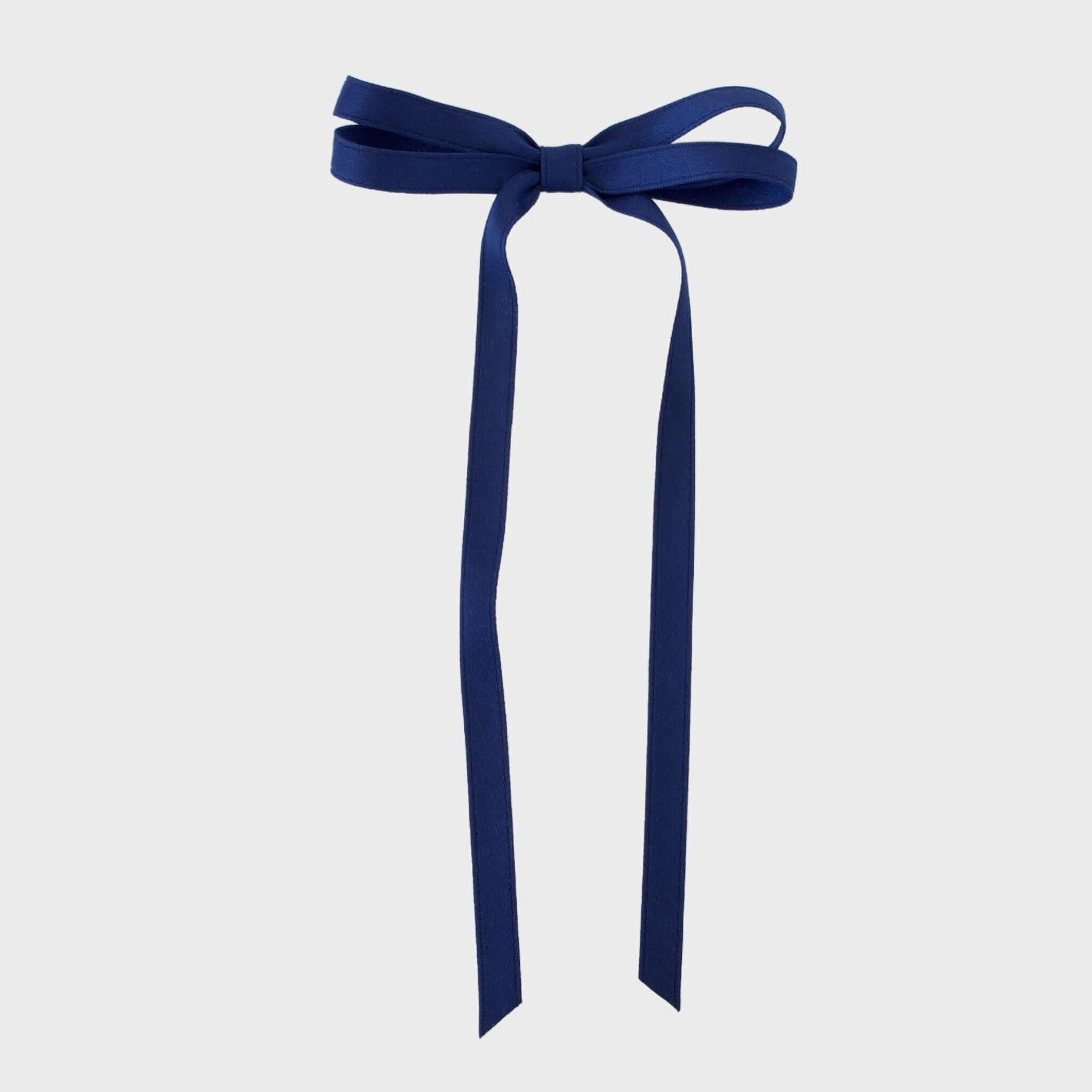 Olivia Matte Satin Bow in navy blue, handcrafted with sustainable recycled matte satin ribbon for stylish occasions.