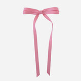 Olivia Matte Satin Bow in soft pink, handcrafted with sustainable recycled matte satin ribbon, perfect for stylish occasions.