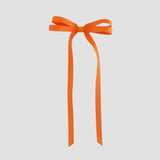 Orange ribbon bow on a white background