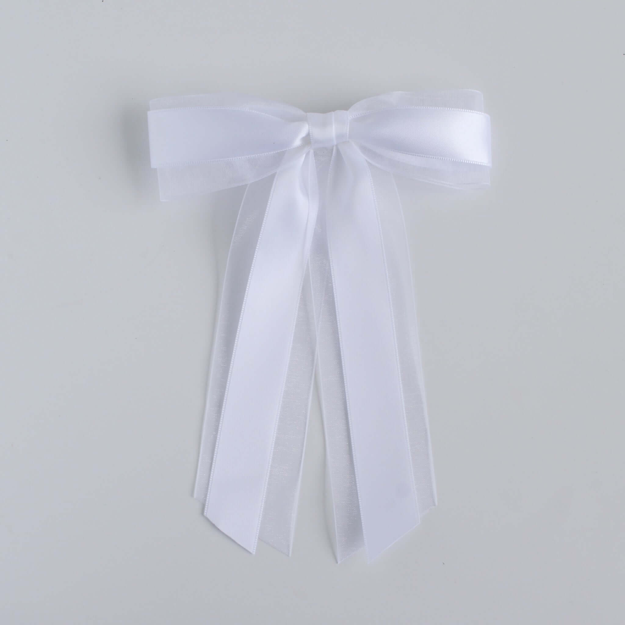 White Satin & Organza Zoe Petite Bow