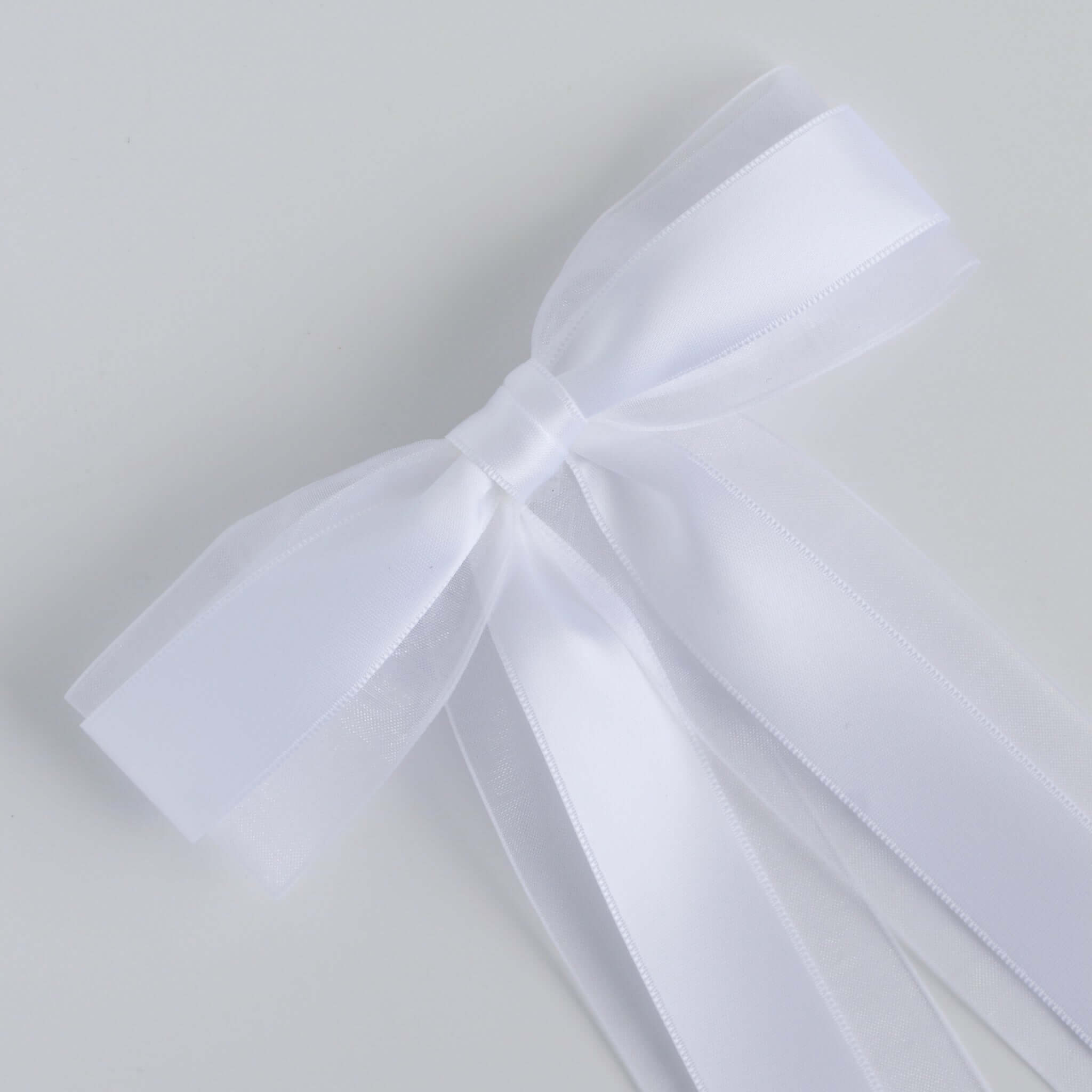 White Satin & Organza Zoe Petite Bow