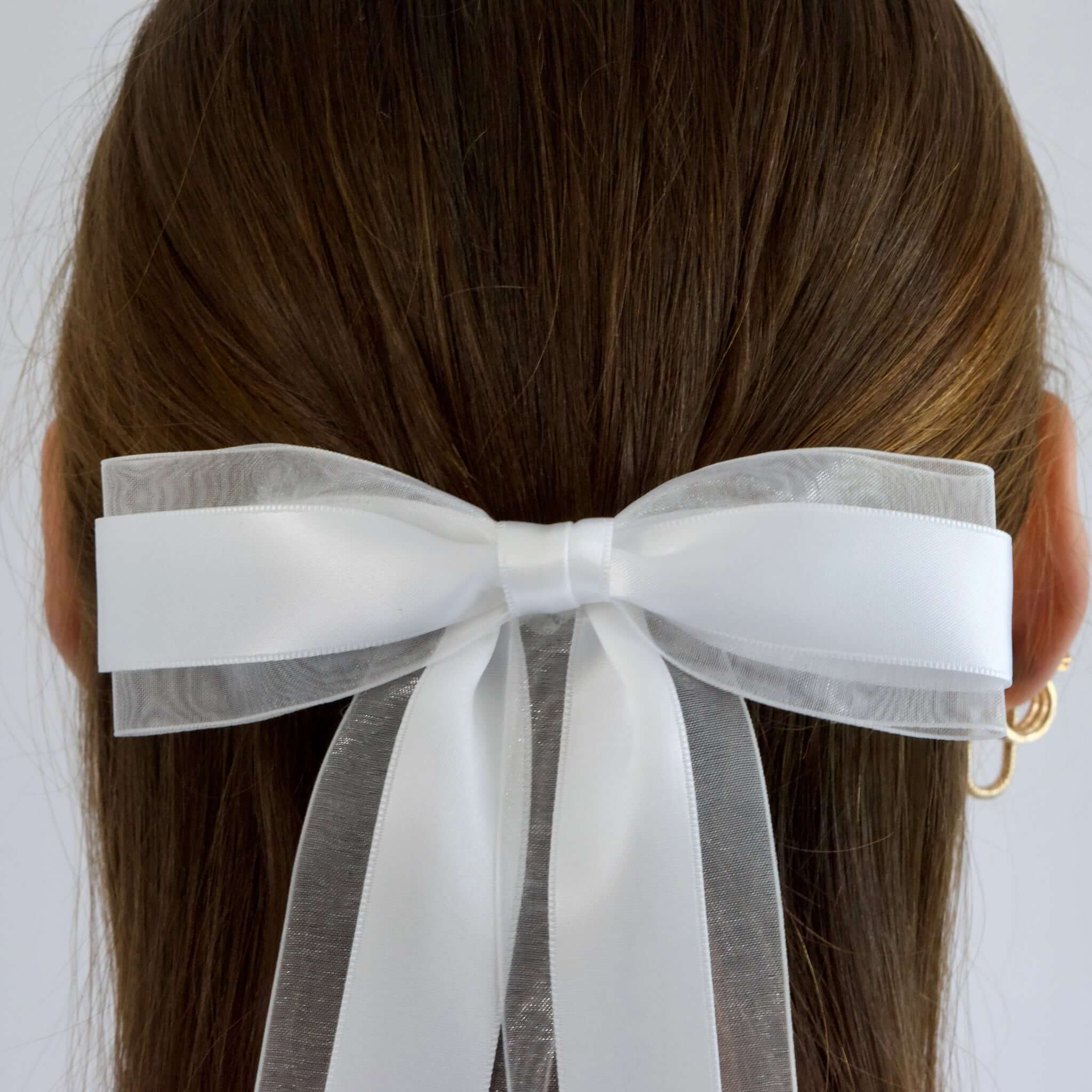White Satin & Organza Zoe Petite Bow