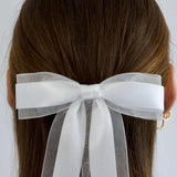 White Satin & Organza Zoe Petite Bow
