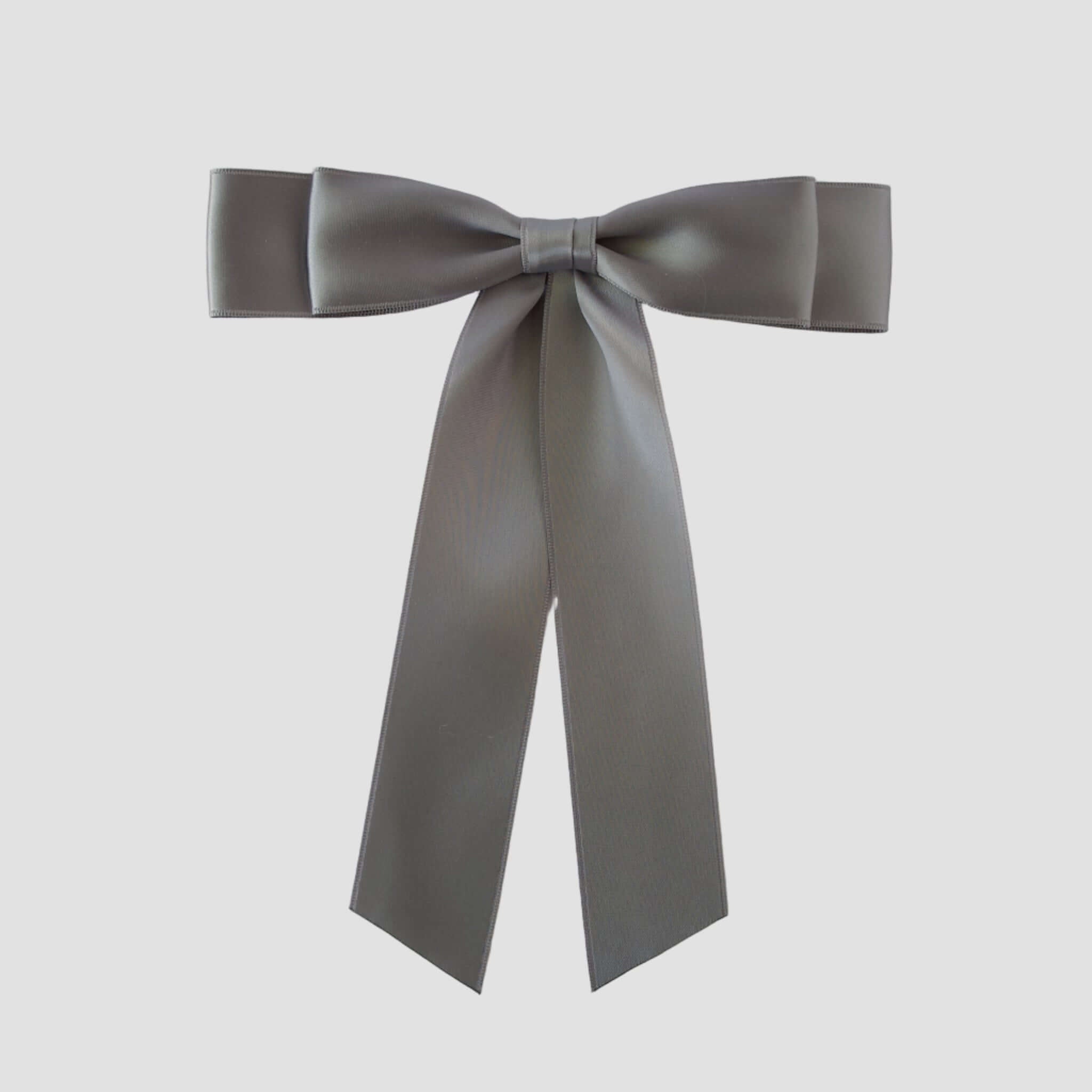 Grace satin bow in pewter grey
