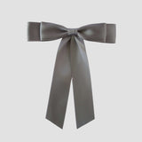 Grace satin bow in pewter grey
