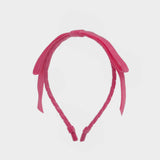 Riley Velvet Bow Headband | Shocking Pink